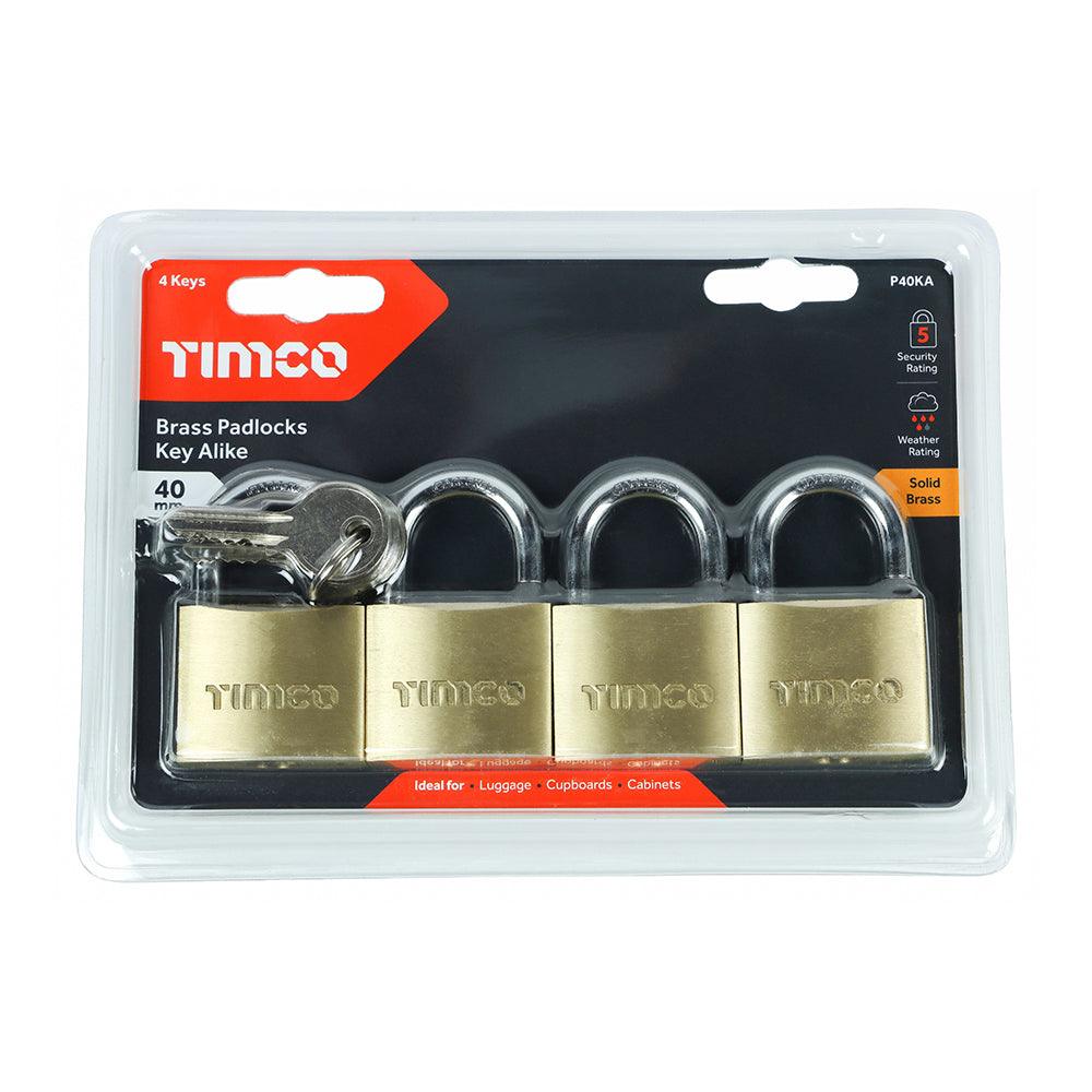 Brass Padlock x 4 (Key Alike) - 0