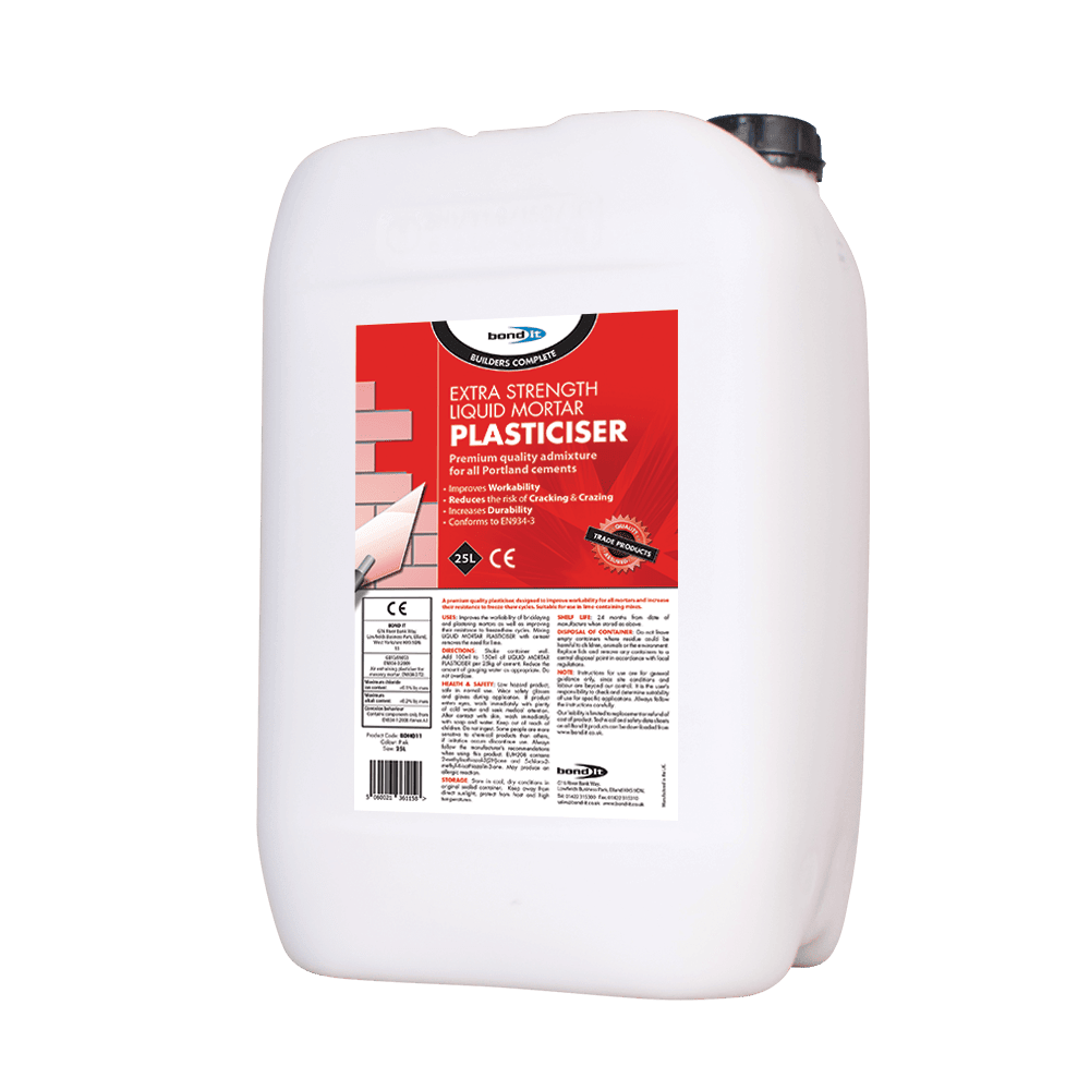 Liquid Mortar Plasticiser to Improve Brick Laying and Plastering Mortars Bond-It