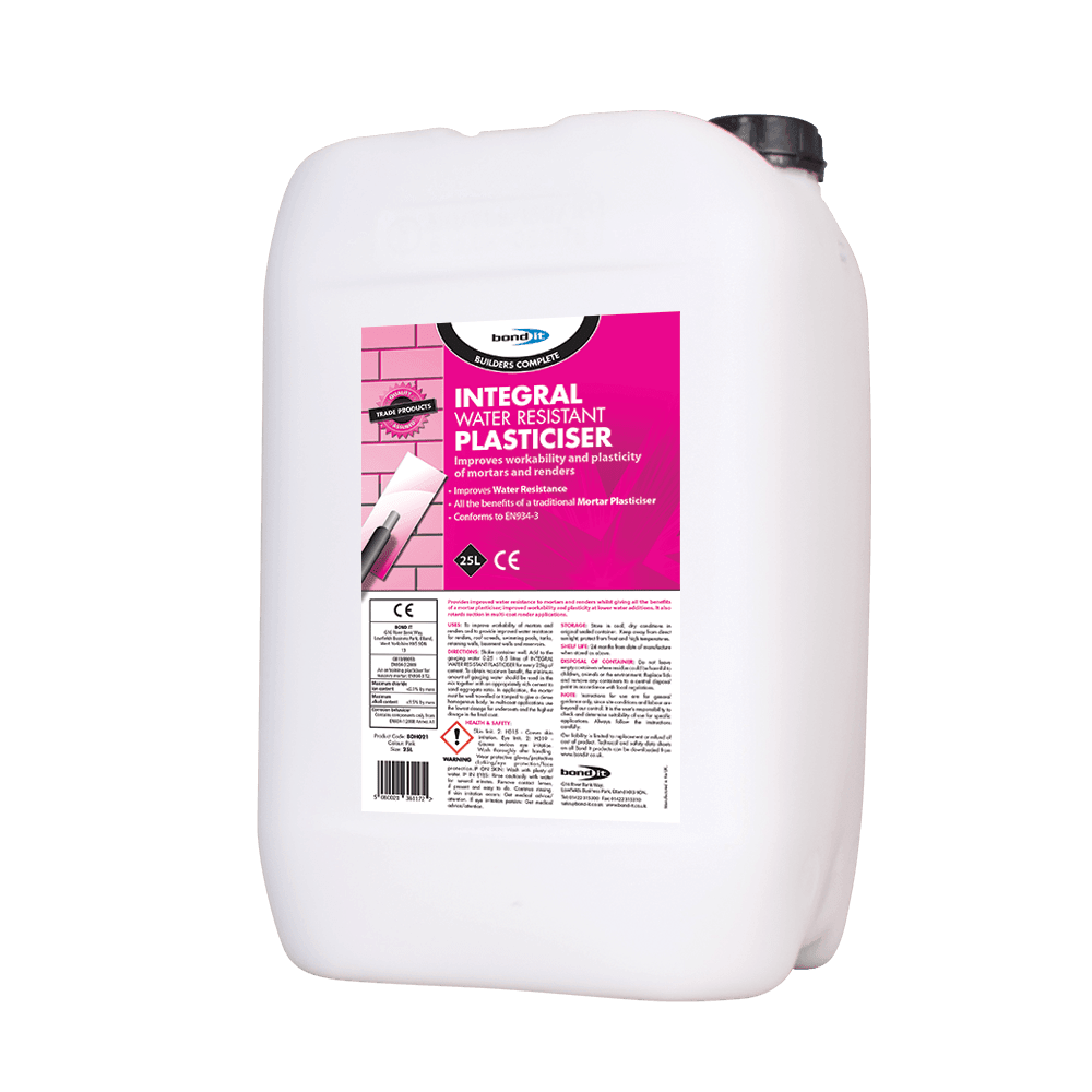 Integral Water Resistant Plasticiser for Internal and External Rendering Bond-It